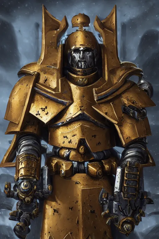 Image similar to armor portrait heros warhammer 4 0 k horus heresy fanart - the primarchs emperor by johannes helgeson animated with vfx concept artist & illustrator global illumination ray tracing hdr fanart arstation zbrush central hardmesh 8 k octane renderer comics stylized