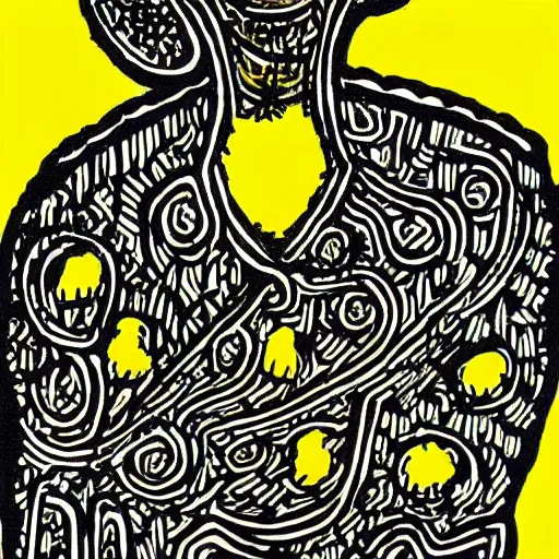 Prompt: a black woman with curly hair, pregnant, by keith harring, intricate details