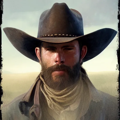 Prompt: portrait of a cowboy in the old west, sharp focus, intricate, elegant, digital painting, artstation, matte, highly detailed, concept art, illustration, volumetric lighting, art by greg olsen and liz lemon swindle