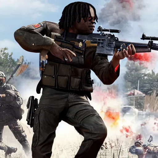 Image similar to Chief Keef in Call of duty war zone 4K quality super realistic