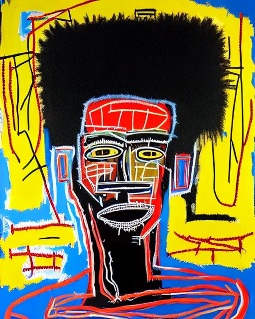 Image similar to a extremely ultra highly detailed majestic hi - res beautiful immaculate head and shoulders award winning painting stunning masterpiece of the face of a ultra highly detailed strong black african man by jean - michel basquiat, 8 k, high textures, ultra hyper sharp, insanely detailed and intricate, super detailed, 8 k hdr ultra high quality