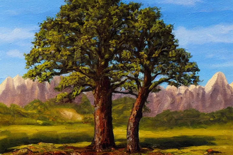 Image similar to runestone, monument, megalithic, nature, trees, mountains, focused, centered, very detailed, oil painting