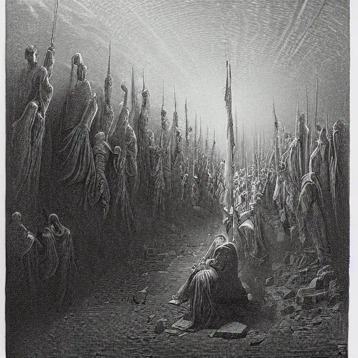 Prompt: painting by gustave dore, epic scale, fantasy