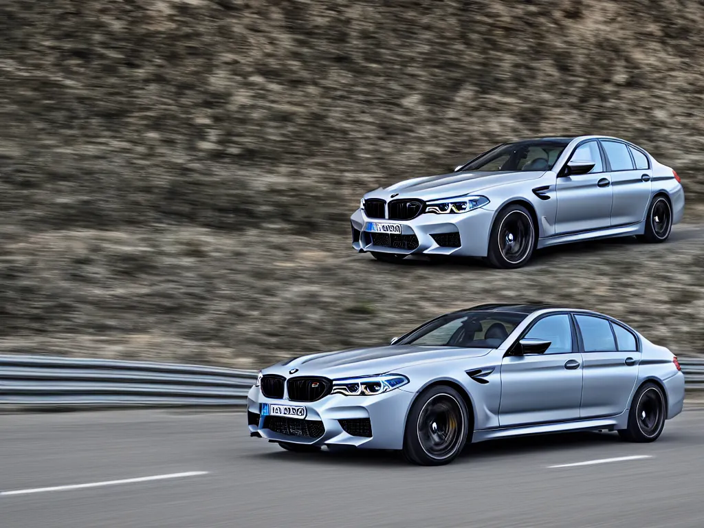 Prompt: “A singular 2018 BMW M5 brochure photo, ultra realistic, HD, 8k”