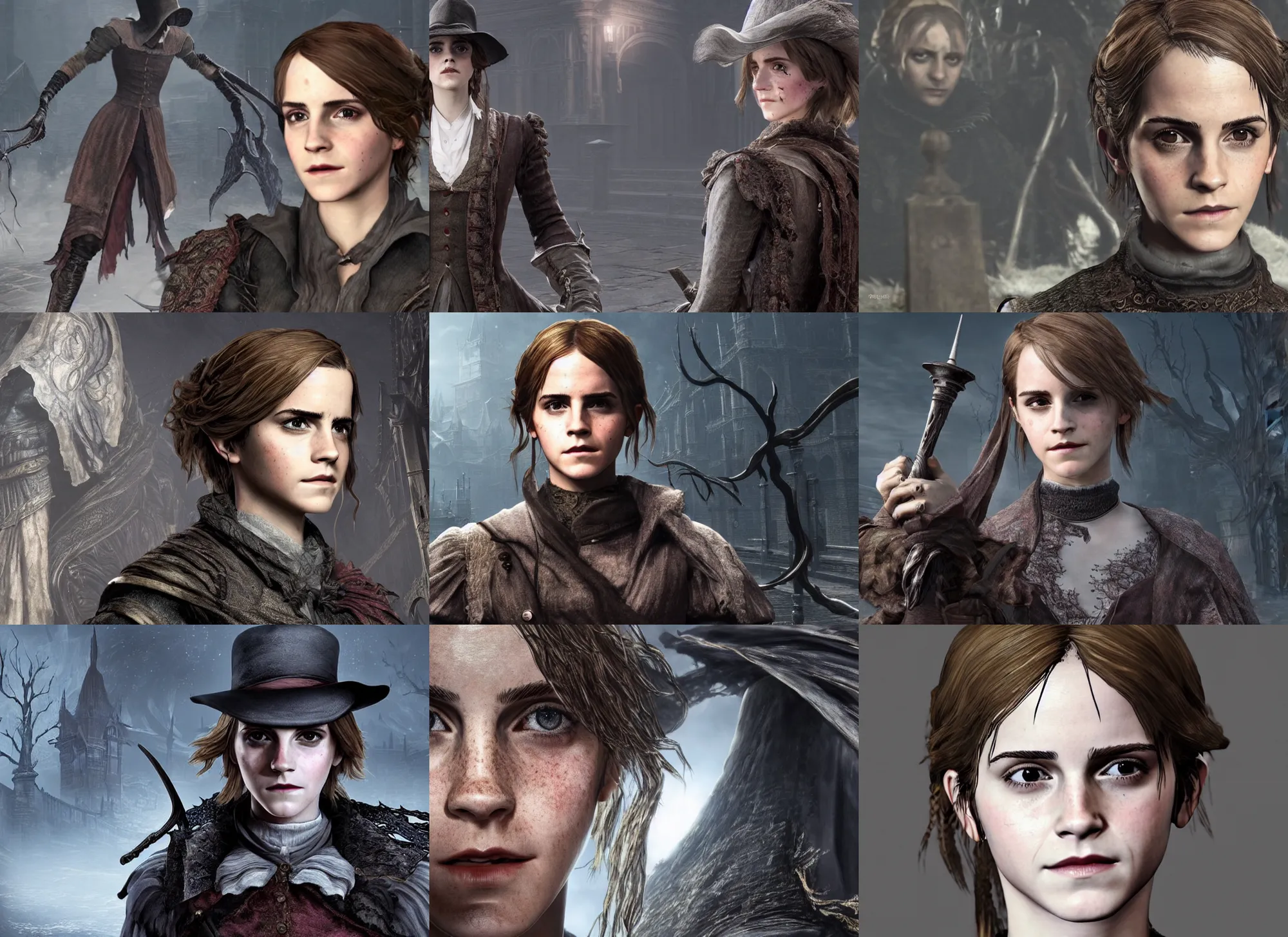 emma watson as an npc in bloodborne, detailed face, | Stable Diffusion ...