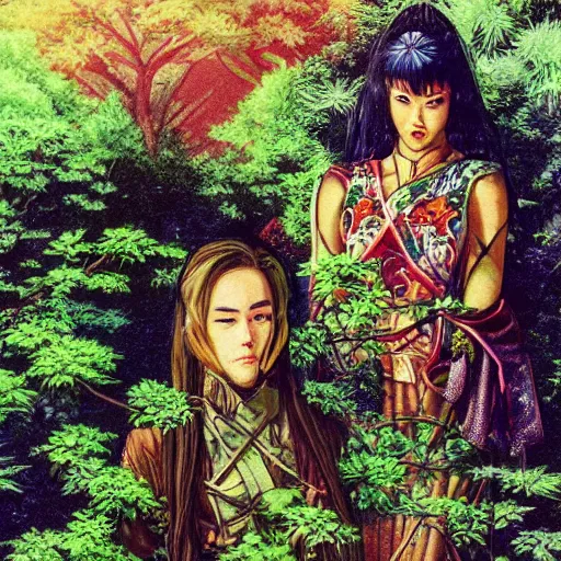 Image similar to a russian and japanese mix 1 9 8 0 s historical fantasy of a god's plants and trees, photographic portrait, high - key lighting, warm lighting, overcast flat midday sunlight, 1 9 8 0 s concept art.