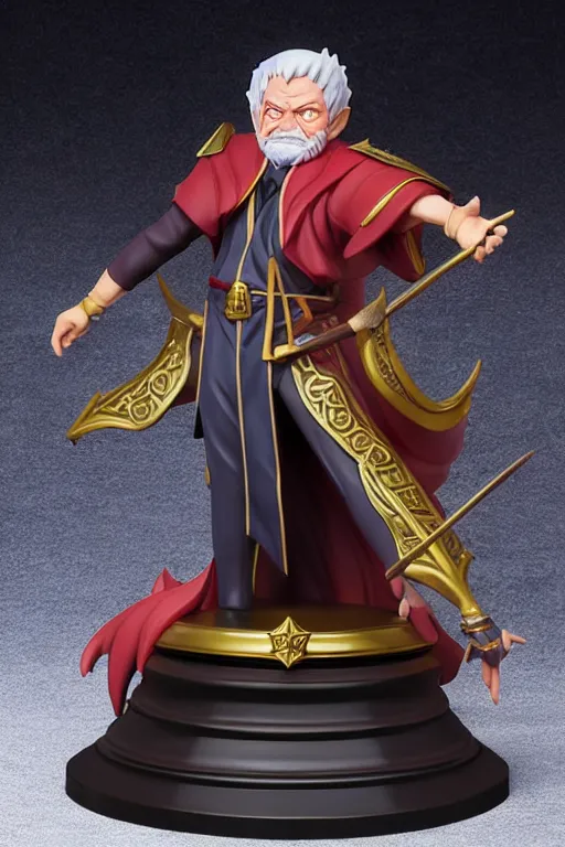 Image similar to still high quality figurine of president lula as a dungeons and dragons sorcerer, tsurime eyes, tareme eyes, personification, dynamic pose, detailed product photo, featured on amiami, tone mapped, beautiful composition, 8 5 mm, f. 1 4