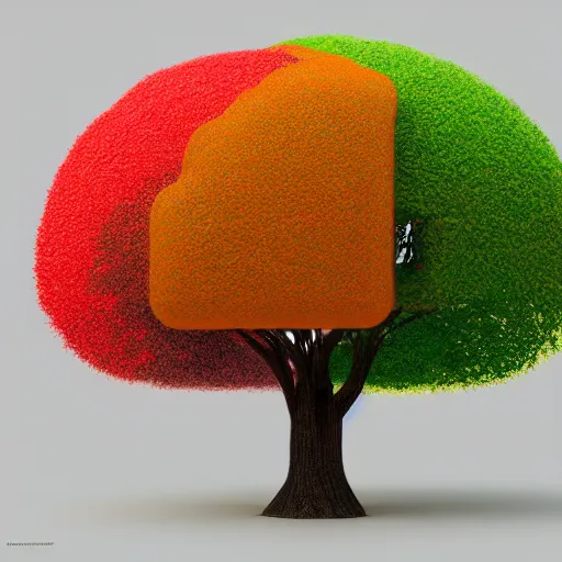 Image similar to tree but minimalistic concept art by frank stella and magritte rene, colorful, vray, depth of field, trending on artstation, minimalism