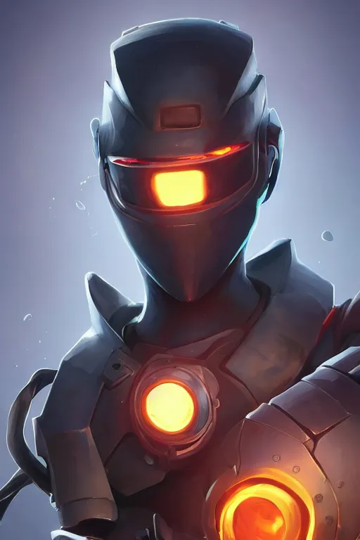 Image similar to epic mask helmet robot ninja portrait stylized as fornite style game design fanart by concept artist gervasio canda, behance hd by jesper ejsing, by rhads, makoto shinkai and lois van baarle, ilya kuvshinov, rossdraws global illumination radiating a glowing aura global illumination ray tracing hdr render in unreal engine 5