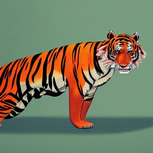 Image similar to an anthropomorphic tiger, painting by hsiao - ron cheng,