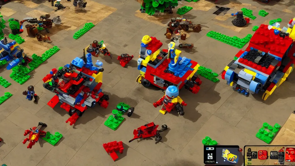 Prompt: lego mars mission real-time strategy in-game screenshot