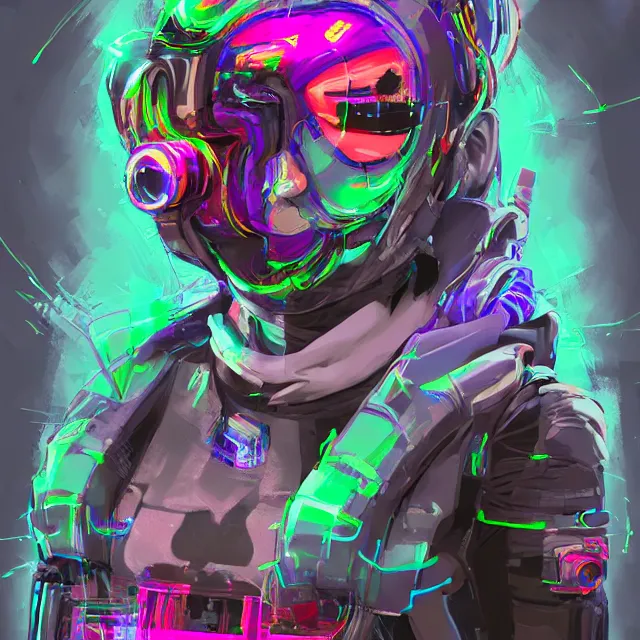 Image similar to a glitch art character portrait of an female anthropomorphic animal combat strategy a. i. in the style of cyberpunk in the style of anti - art trending on artstation deviantart pinterest furaffinity detailed realistic hd 8 k high resolution