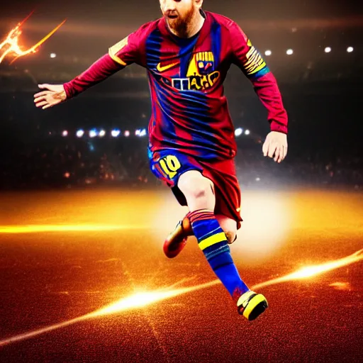 Image similar to lionel messi as the flash, 8 k