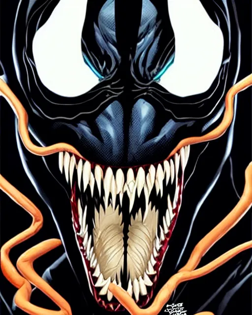 Prompt: a portrait of Venom by Javier Garron, Gerardo Sandoval and Clayton Crain