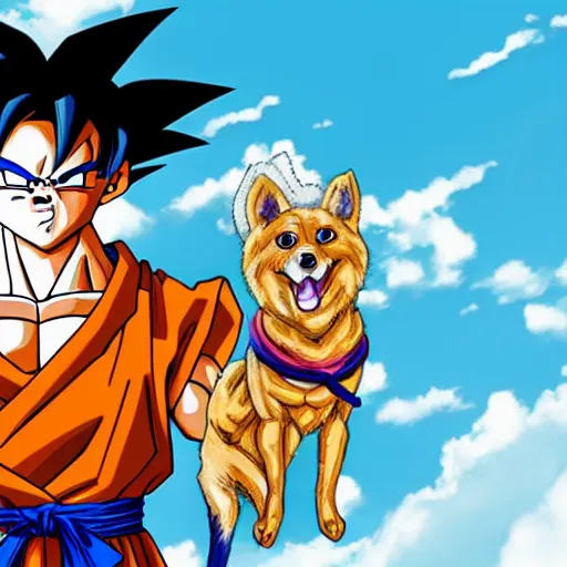 Image similar to goku with a dog