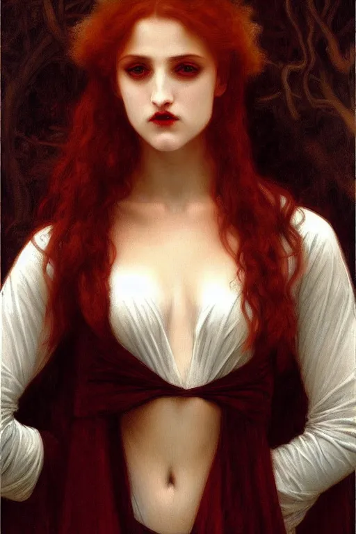 Prompt: vampire, painting by rossetti bouguereau, detailed art, artstation