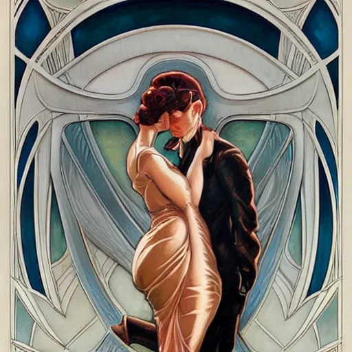 Image similar to a streamline moderne, art nouveau, ( ( dieselpunk ) ) painting in the style of charlie bowater, and in the style of donato giancola, and in the style of charles dulac. symmetry, smooth, sharp focus, semirealism, intricate symmetrical ultrafine background detail.