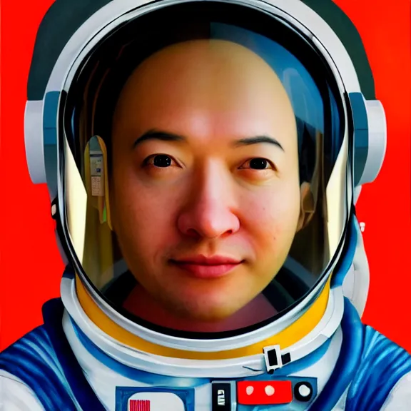 Prompt: portrait of an AI astronaut, ((((tomato head)))
