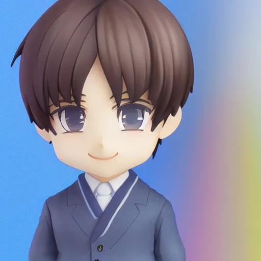 Image similar to beautiful water color concept art of face detailing cute nendoroid boy in the style of kyoto animation , toon rendering, close-up, no shade, modern art, kyoto animation