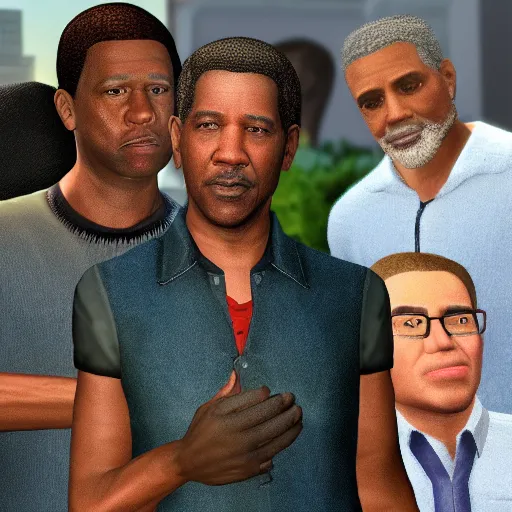 Prompt: denzel washington in sims game