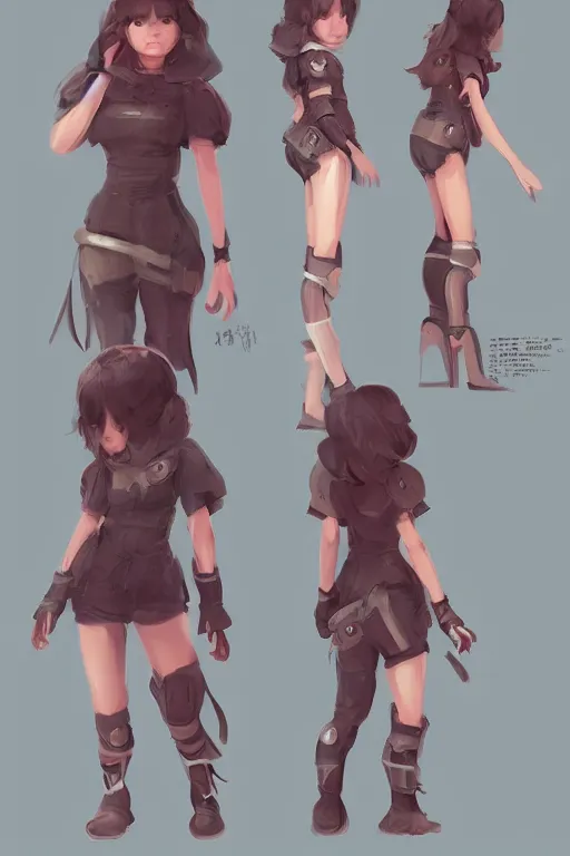 Image similar to character sheet of a incredibly cute and lovely girl, digital art by wlop. character design concept art. artstation contest winner, blade runner, scifi, candy girl