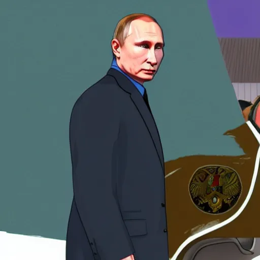 Prompt: Putin as a character from GTA5, cover art