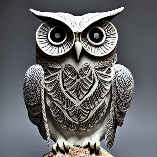 Prompt: symmetrical detailed sculpture of an owl, made of Dreams