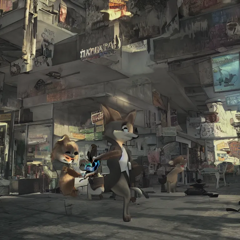 Image similar to max payne 4 set in zootopia