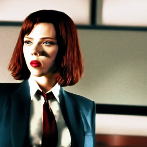 Prompt: Live Action Still of Scarlett Johansson in Pulp Fiction, real life, hyperrealistic, ultra realistic, realistic, highly detailed, epic, HD quality, 8k resolution, body and headshot, film still