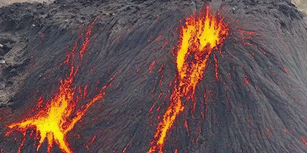 Prompt: Great volcanic eruption, Tiger Tateishi style.