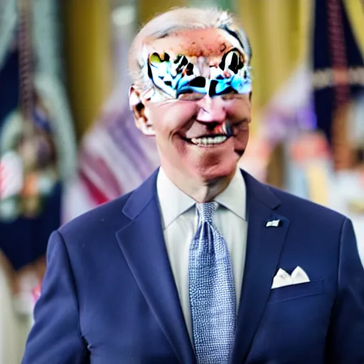 Prompt: Joe Biden wearing Gucci, Amazing!, Wow!, EOS-1D, f/1.4, ISO 200, 1/160s, 8K, RAW, unedited, symmetrical balance, in-frame