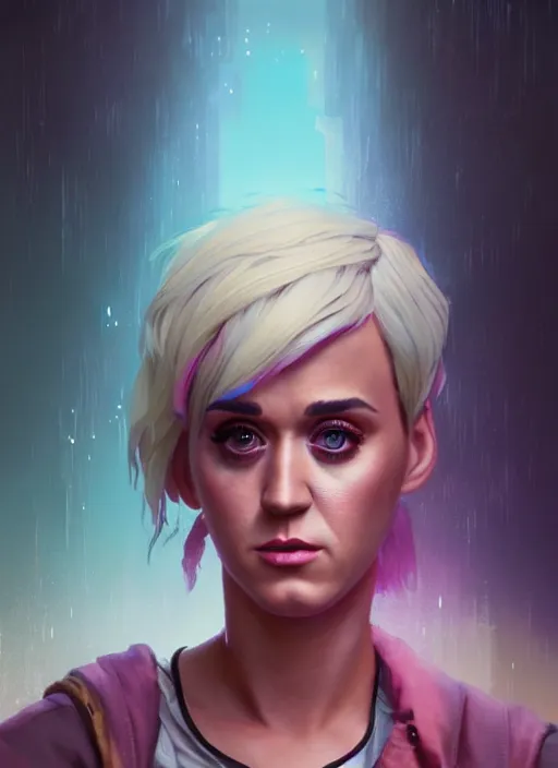 Image similar to Highly detailed full-body portrait of homeless Katy Perry, in GTA V, Stephen Bliss, unreal engine, fantasy art by Greg Rutkowski, Loish, Rhads, Makoto Shinkai and Lois van baarle, ilya kuvshinov, rossdraws global illumination, radiant light, detailed and intricate environment