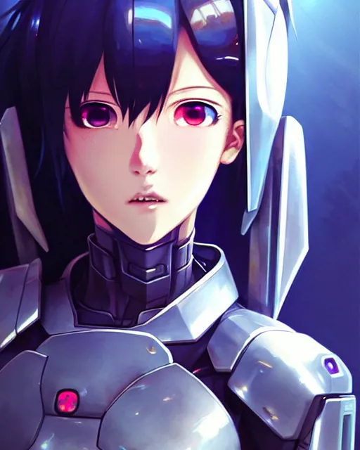 Image similar to portrait Anime Girl in mecha armor in night tokyo Sharp fine face pretty face, realistic shaded Perfect face, fine details. Anime. cyberpunk realistic shaded lighting by katsuhiro otomo ghost-in-the-shell, magali villeneuve, artgerm, rutkowski Jeremy Lipkin and Giuseppe Dangelico Pino and Michael Garmash and Rob Rey