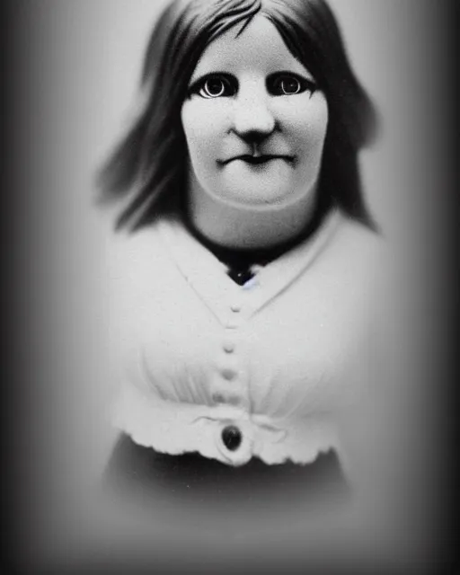 Image similar to wendy's mascot wendy thomas 1 8 9 0's photography, face in focus, realistic