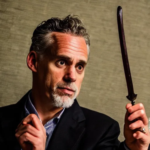 Prompt: Jordan Peterson with a sword