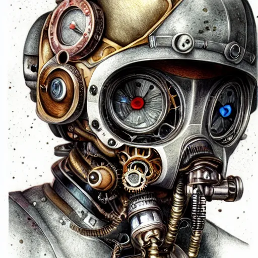 Prompt: hyper realistic pencil drawing of a steampunk robot , water color, full portrait, detailed, rim light, diffused, intricate, by anna dittmann,