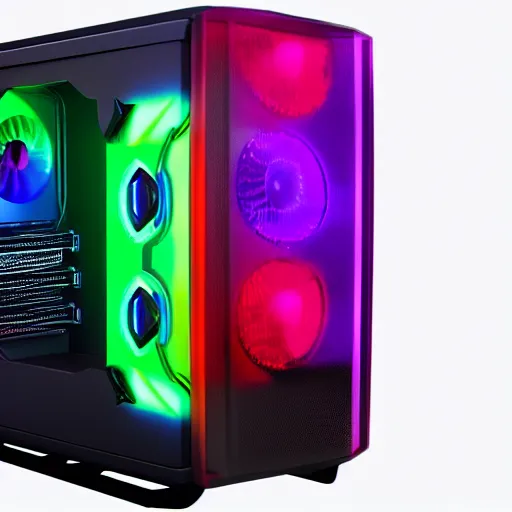 Image similar to beautiful rgb gaming pc with rtx gpu, ultra detail, octane render