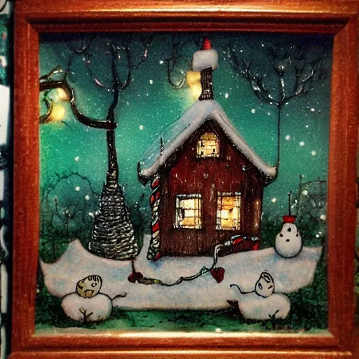 Image similar to a christmas scene in the style of alexander jansson