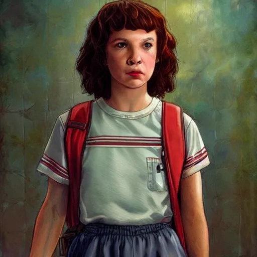 Prompt: !dream a side character of Eleven from Stranger things by ((((((Ralph Horsley)))))), insane detailed!!!!!, Fantasy