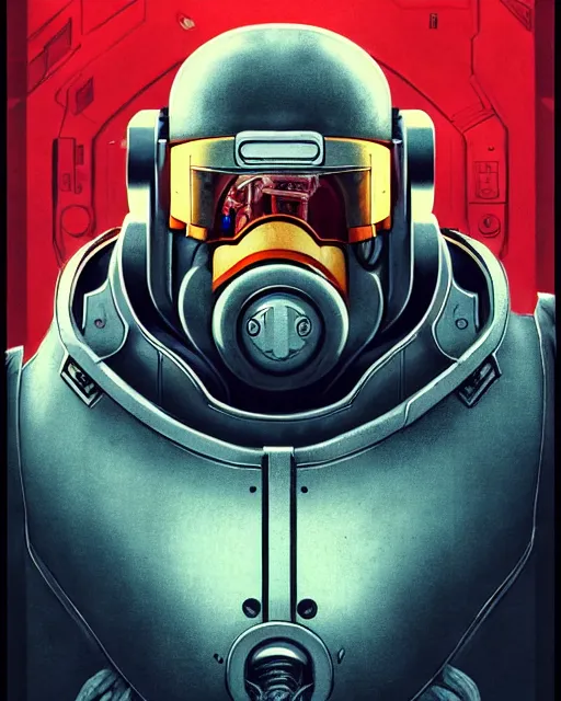 Image similar to winston from overwatch, josh brolin, gray hair and beard, character portrait, portrait, close up, concept art, intricate details, highly detailed, vintage sci - fi poster, retro future, in the style of chris foss, rodger dean, moebius, michael whelan, and gustave dore