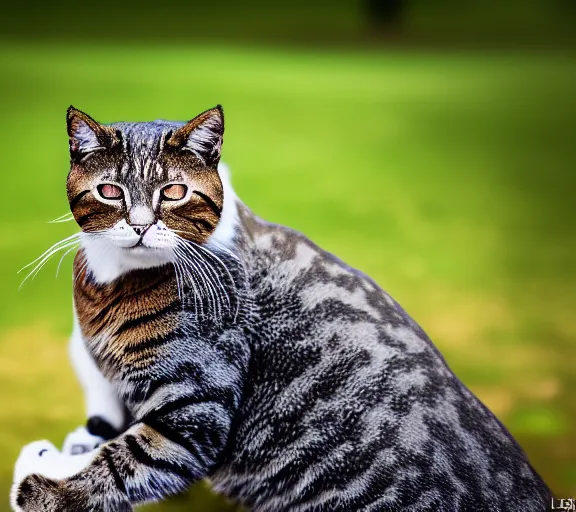 Image similar to award winning 5 5 mm portrait photo of an admiral cat in full military outfit and aviators, in a park by luis royo. soft light. sony a 7 r iv