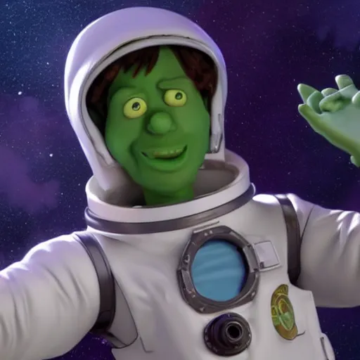 Image similar to norville timothy shaggy rogers as a astronaut, claymation, 8 k, hyperdetalied, cgsociety,