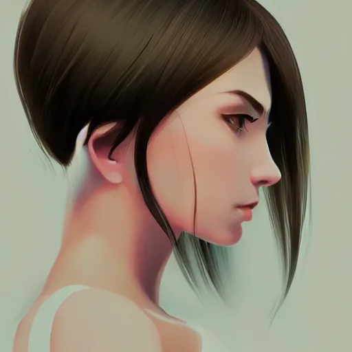 Image similar to a beautiful artwork side profile portrait of a girl by ilya kuvshinov, featured on artstation