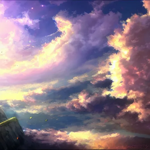 Prompt: heaven cloud fantasy pixiv scenery art