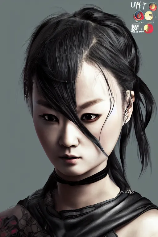 Prompt: Chun-Lil warrior, goth ninja, pretty face, ultra detailed, digital art, 8k ,character ,realistic, portrait, hyperrealistic