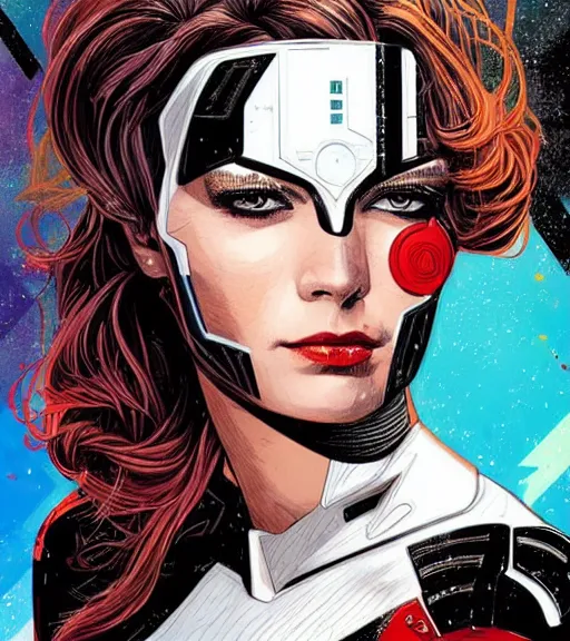 Image similar to portrait of a female android, by DC comics and Sandra Chevrier