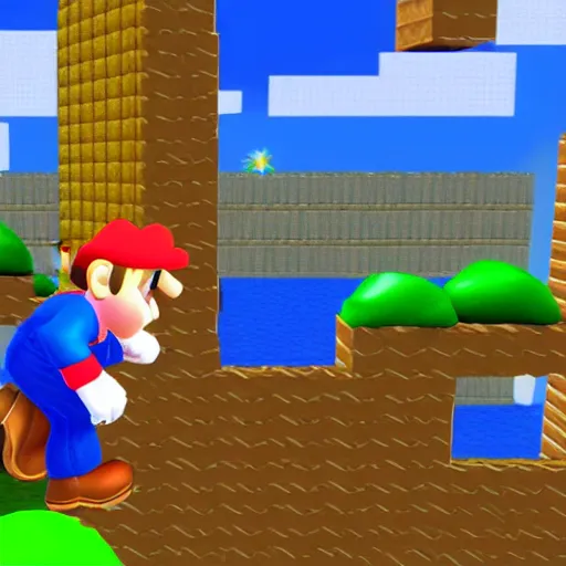 Image similar to in-game screenshot of Danny Devito in Super Mario 64 (1996)