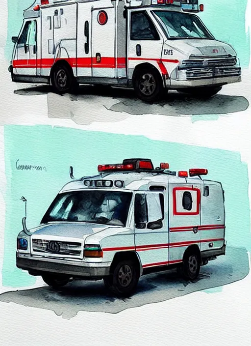 Image similar to concept art of a ambulance, pinterest, artstation trending, behance, watercolor, by coby whitmore, silver, laser light,