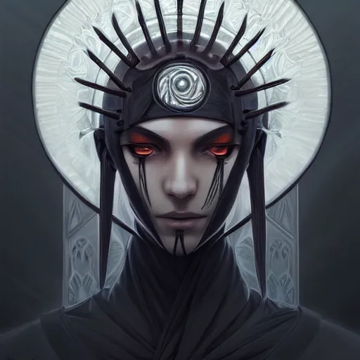 Image similar to symmetry!! portrait of pain from naruto, dark, intricate, elegant, highly detailed, digital painting, artstation, concept art, smooth, sharp focus, illustration, art by artgerm and greg rutkowski and alphonse mucha