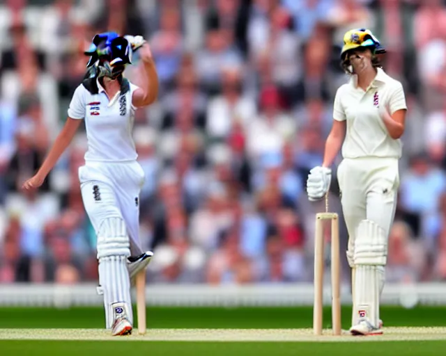 Prompt: emma watson opens the batting for england at lords, cricket